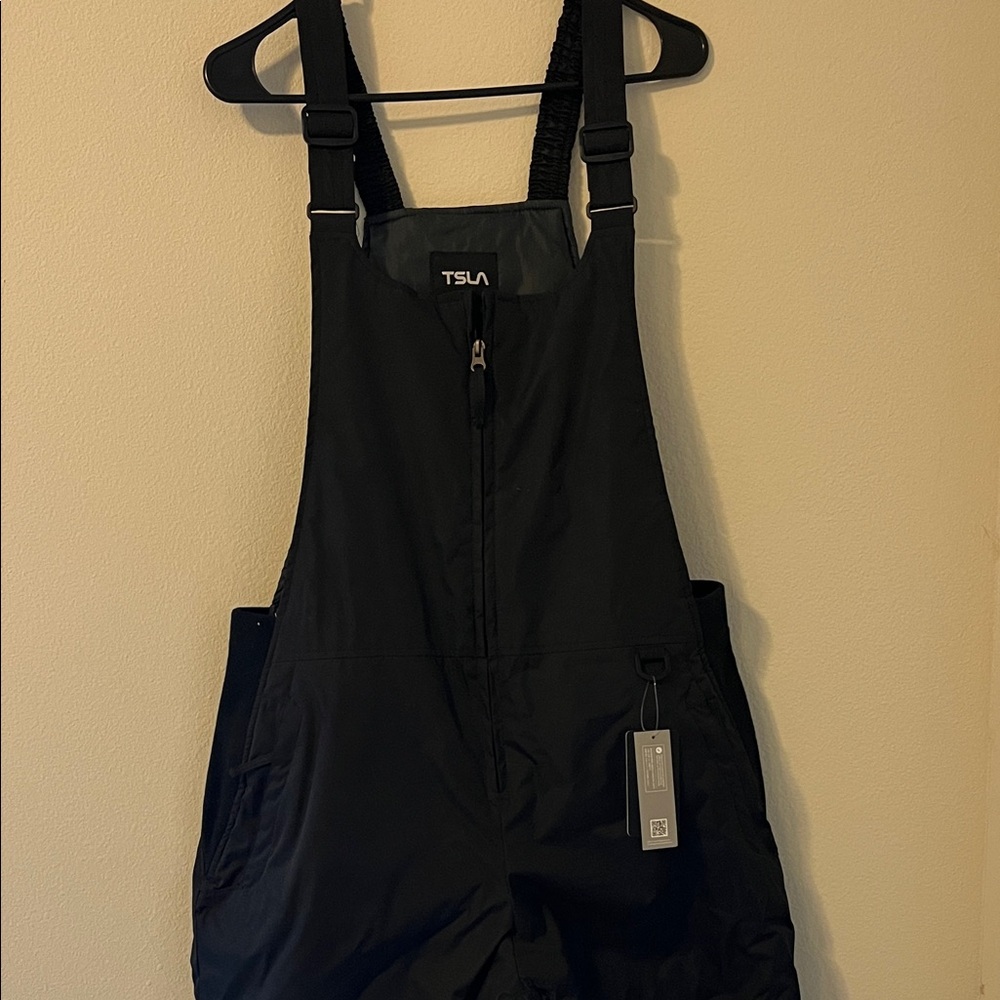 TSLA Black Insulated Snow Bib Overalls